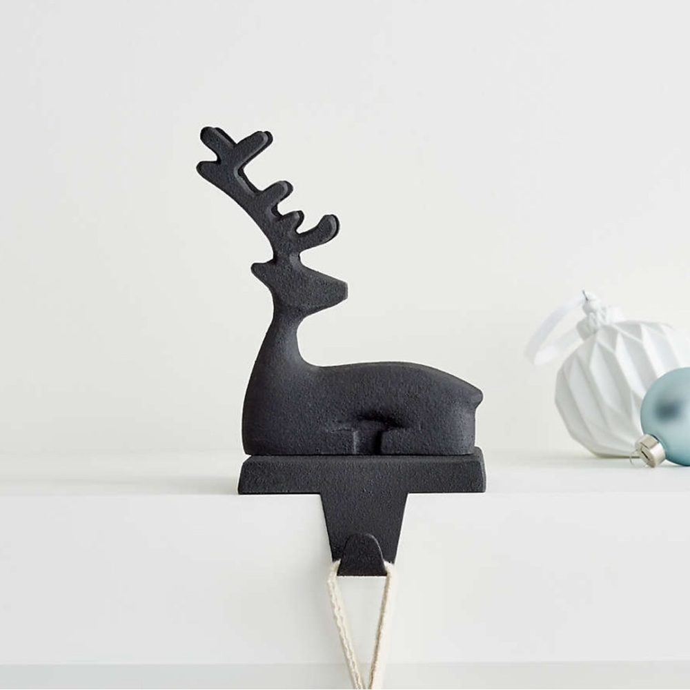 Zinc Sitting Reindeer Christmas Stocking Holder (set of 2)